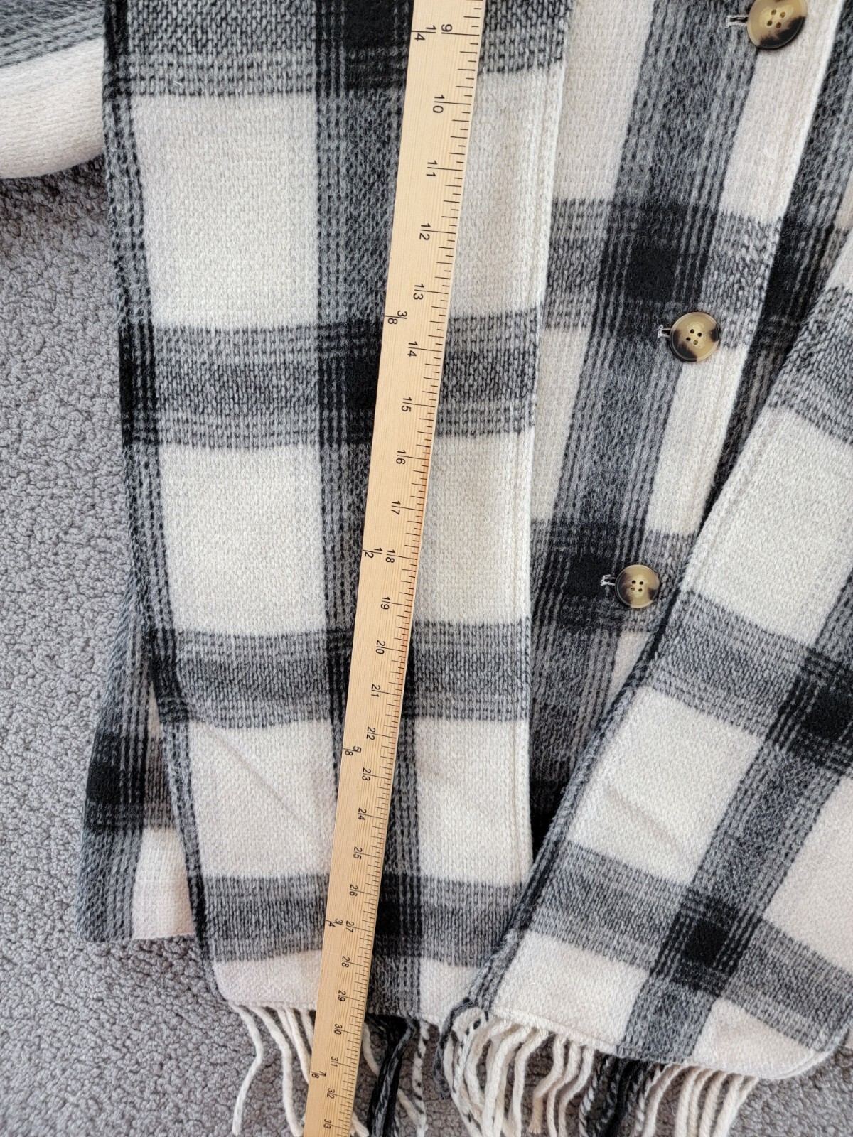 AQUA Scarf Collar Coat Women's S Black/White Check Wool Blend Patch Pocket L/S - Picture 7 of 12