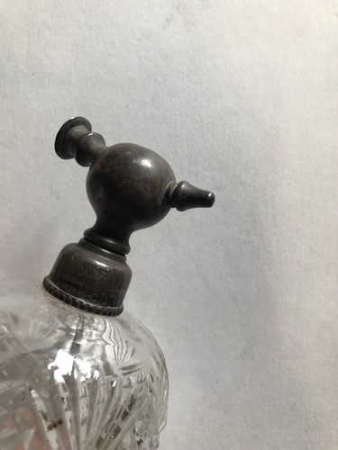 Antique  Crystal And Sterling Silver Perfume Bottle Atomizer .925