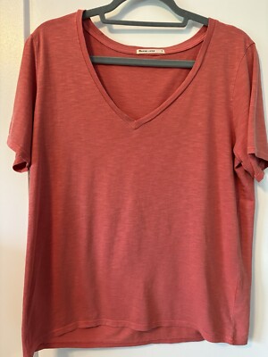 New - Marine Layer Women s V-neck Tee - Orange - Small