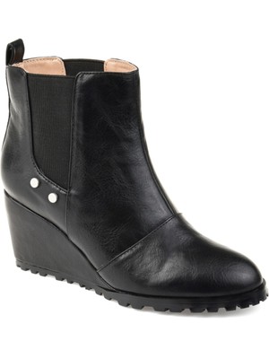 

JOURNEE COLLECTION Женские черные ботинки челси Jessie на танкетке без шнурков, Черный, JESSIE-BLK-085