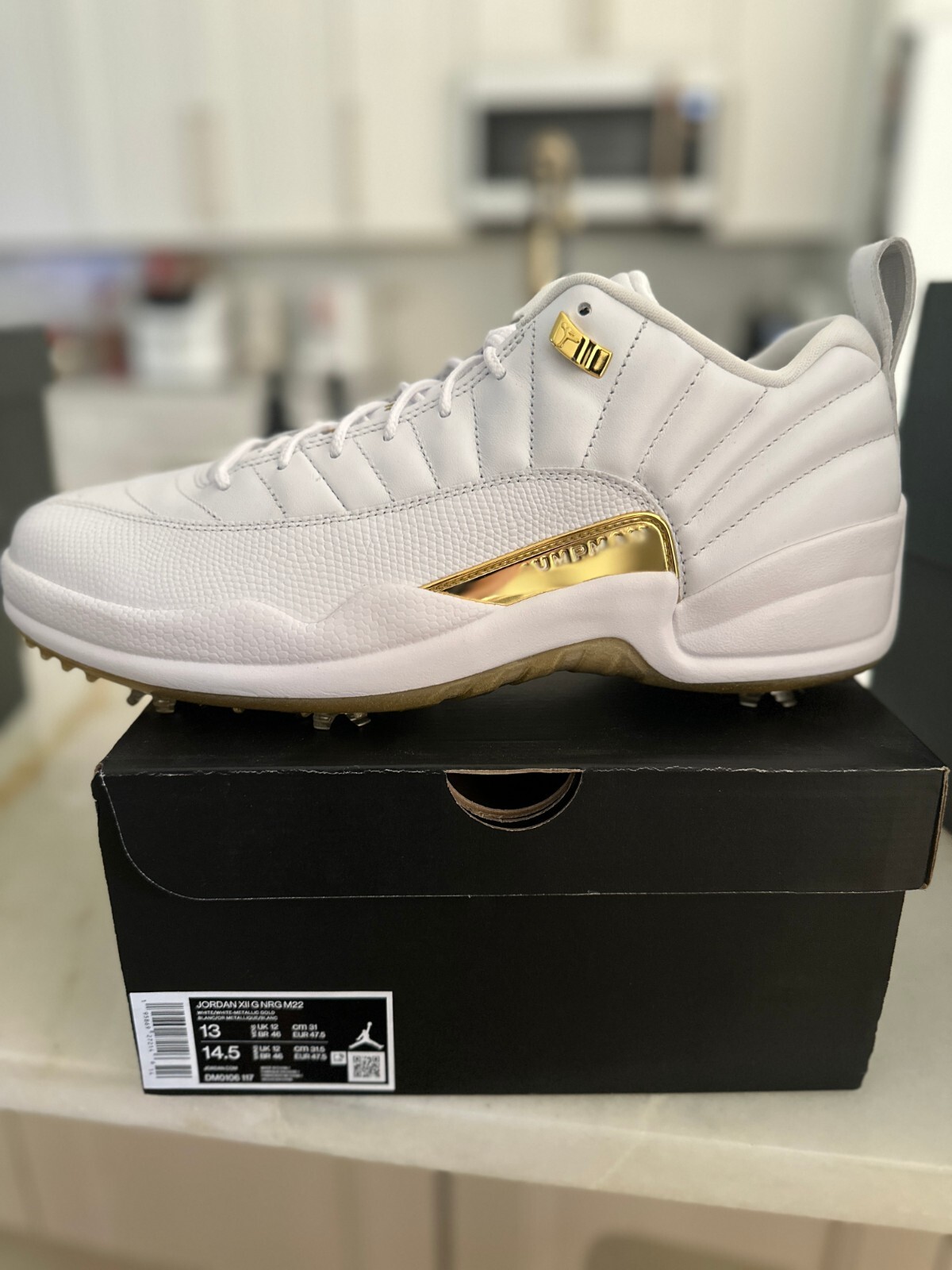 DS Air Jordan 12 'The Masters Edition' Gold White Golf Shoe DS Air Jordan 12 'The Masters Edition' Gold White Golf Shoe