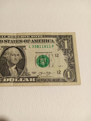 One Dollar Bill (33811811) Trinary serial number Near Solid