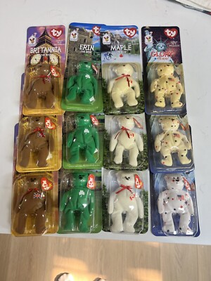 McDonalds Vintage Retired Beanie Babies - Glory, Erin, Britannia, & Maple (3 Ea)