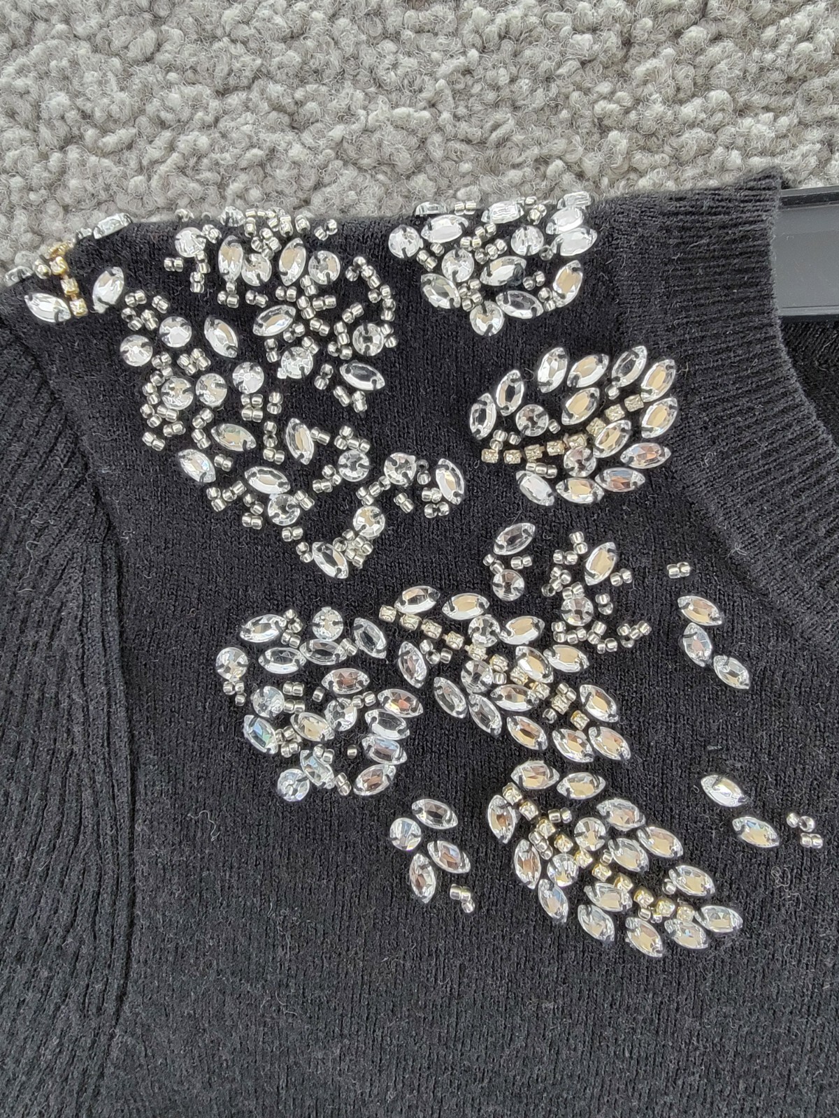 L'AGENCE Imaan Embellished Crewneck Sweater Women's S Black Long Sleeve Pullover - Picture 9 of 17