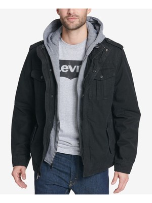 

LEVI STRAUSS - CO Мужская черная куртка с капюшоном и подкладкой из искусственной шерпы, размер 4XL, большой размер, Черный, LM8XC364