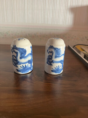 Vintage MA Hadley Pottery 4 3/4'' Salt & Pepper Shakers Rearing Stallions Horses