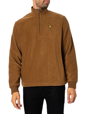 

Мужская флисовая куртка с молнией на четверть Lyle - Scott, коричневая, Коричневый