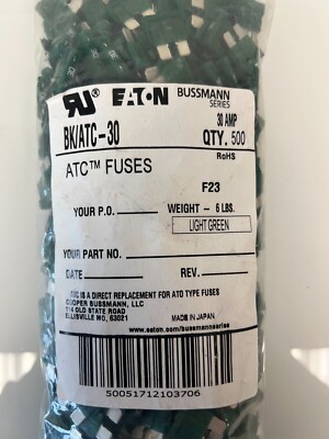 Eaton - Automotive Fuses - BK/ATC - Blade Fuses - 30A/32V FAST ACTING(100 COUNT)
