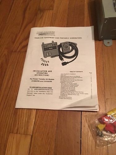 Reliance Portable Generator 6 Circuit 7500 Watt Power transfer kit Mod.31406CRK