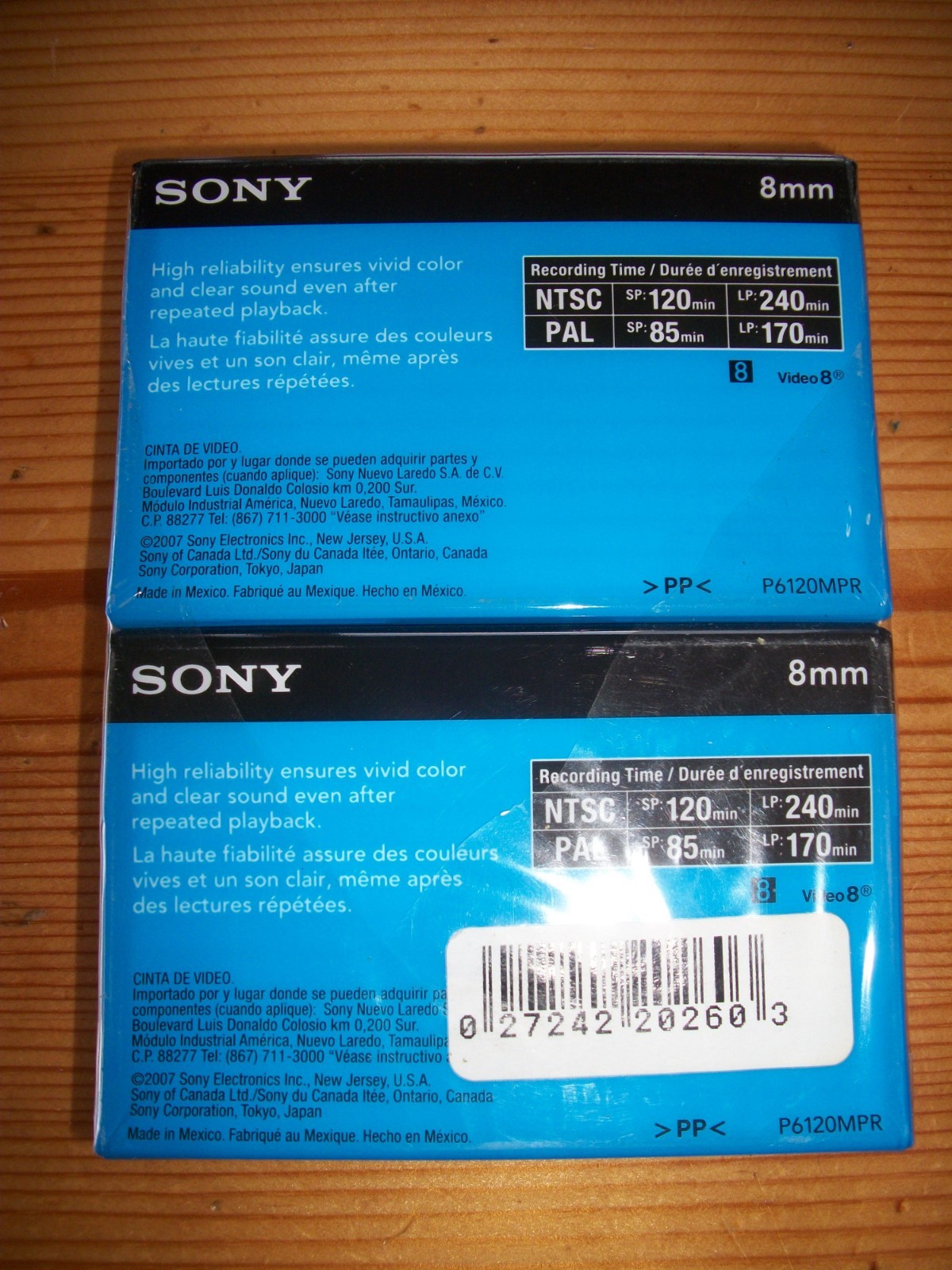 2 NEW Sony 8mm: Video Standard Grade 120 min Each Sealed In Package