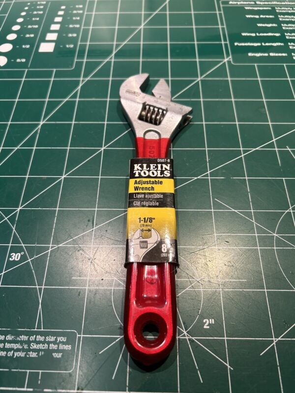 Klein Tools D507-8 Adjustable Wrench 8” Red Made In USA🇺🇸