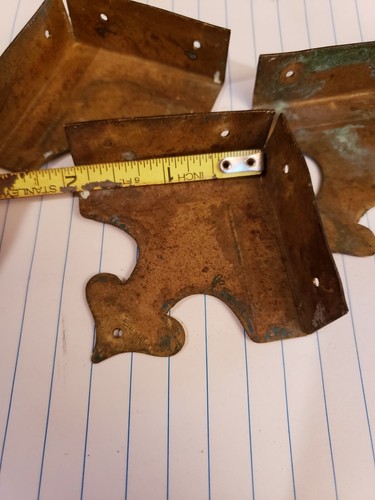 Set of 3 Brass Vintage Decorative Corner Bracket for Chest Case Box