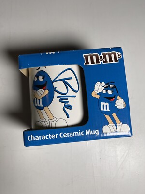 M&M's Blue Collectible Character Ceramic Mug Hot Chocolate Coffee Cup 2012 RARE