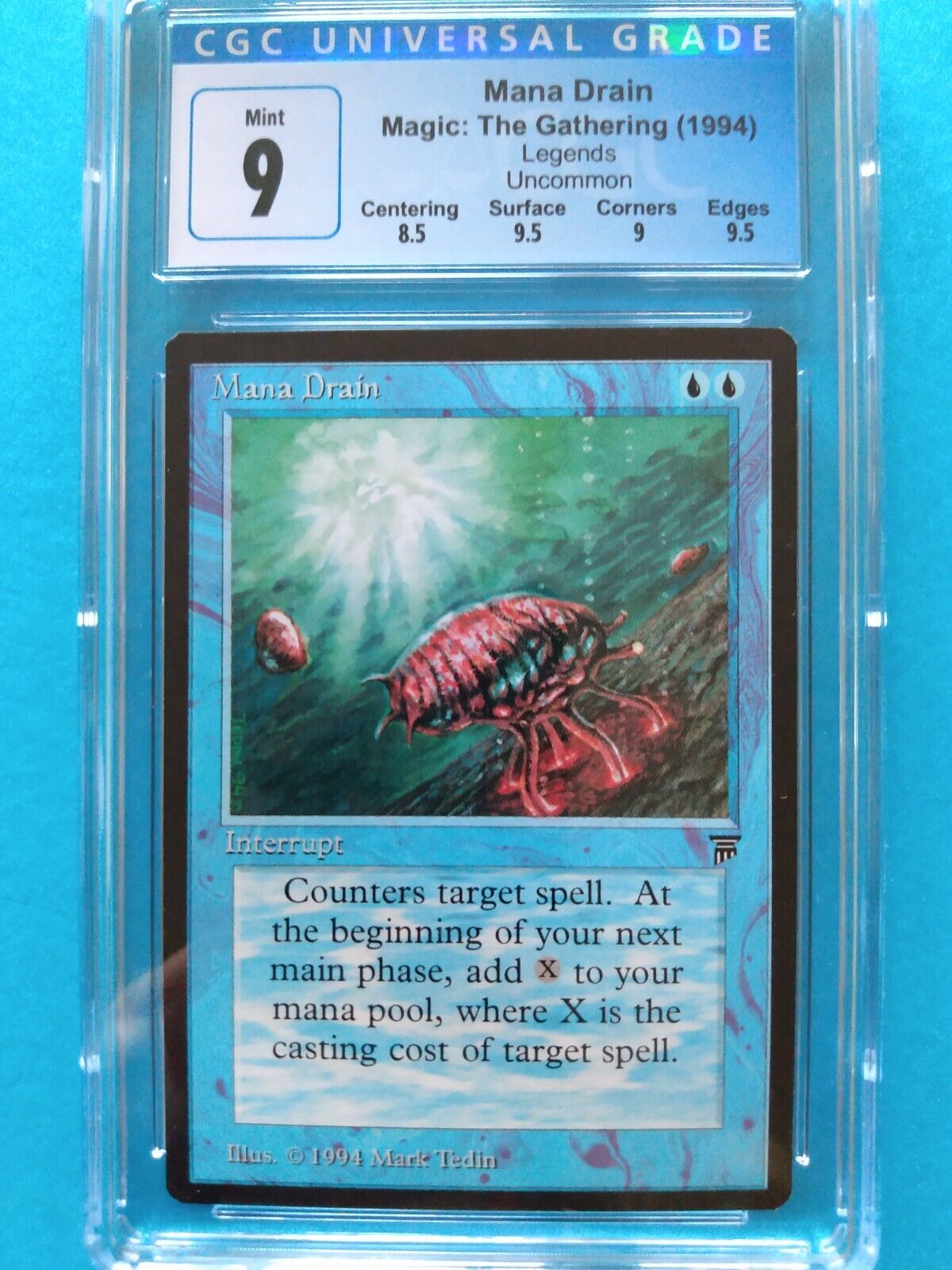 💧🪼Mana Drain🪼💧 Legends 1994 MTG | Mint+ CGC 9! Gem 9.5 💧🪼Mana Drain🪼💧 Legends 1994 MTG | Mint+ CGC 9! Gem 9.5
