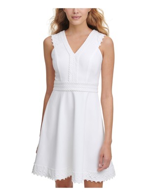 

KENSIE DRESSES Женское белое платье с V-образным вырезом выше колена Коктейльное платье + расклешенное платье, Белый