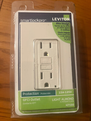 LEVITON Smartlockpro GFCI Outlet Almond color - NEW