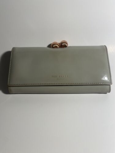 Ted Baker Woman’s Patent Leather Crystal Bobble Matinee Wallet /Purse - Gray