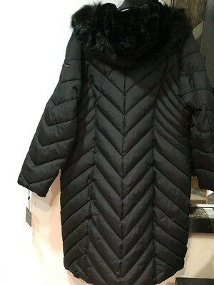 Pre-owned Laundry By Shelli Segal Laundry Shelli Segal Women's Winter Puffer Parka Hood Maxi Coat Jacket Size Xxl In Black