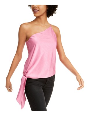 Топ с асимметричным вырезом без рукавов и розовым галстуком LEYDEN Womens XL