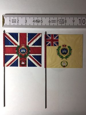 1007) 2x 40mm British Napoleonic Flags Waterloo 1815 27th Iniskilling Regiment