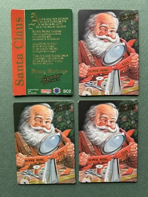 (4) 1994 Action Packed Super Bowl XXIX Santa Claus Happy Holiday NRMT Card Lot