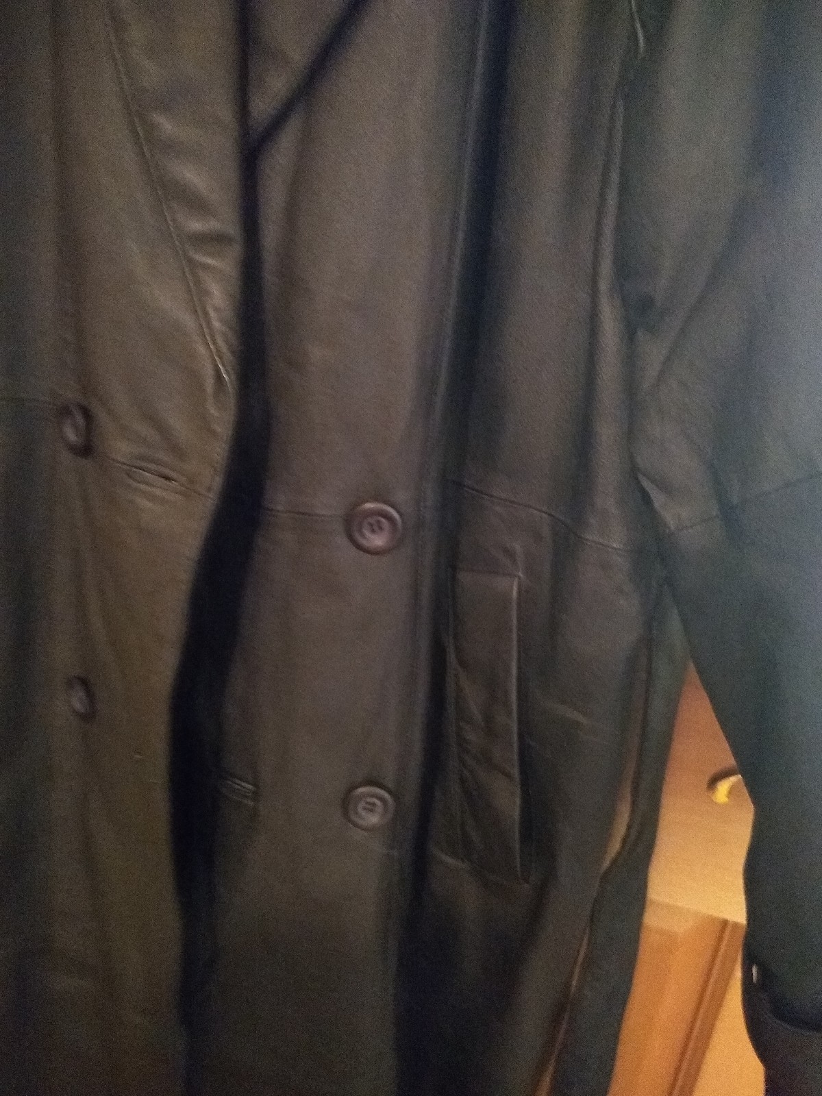 NWOT Unisexual Black 100% Leather Full Length Trench Winter Coat Size size XL