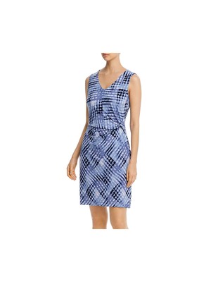 

NIC+ZOE Женское синее короткое платье-футляр без рукавов с принтом и V-образным вырезом, Синий