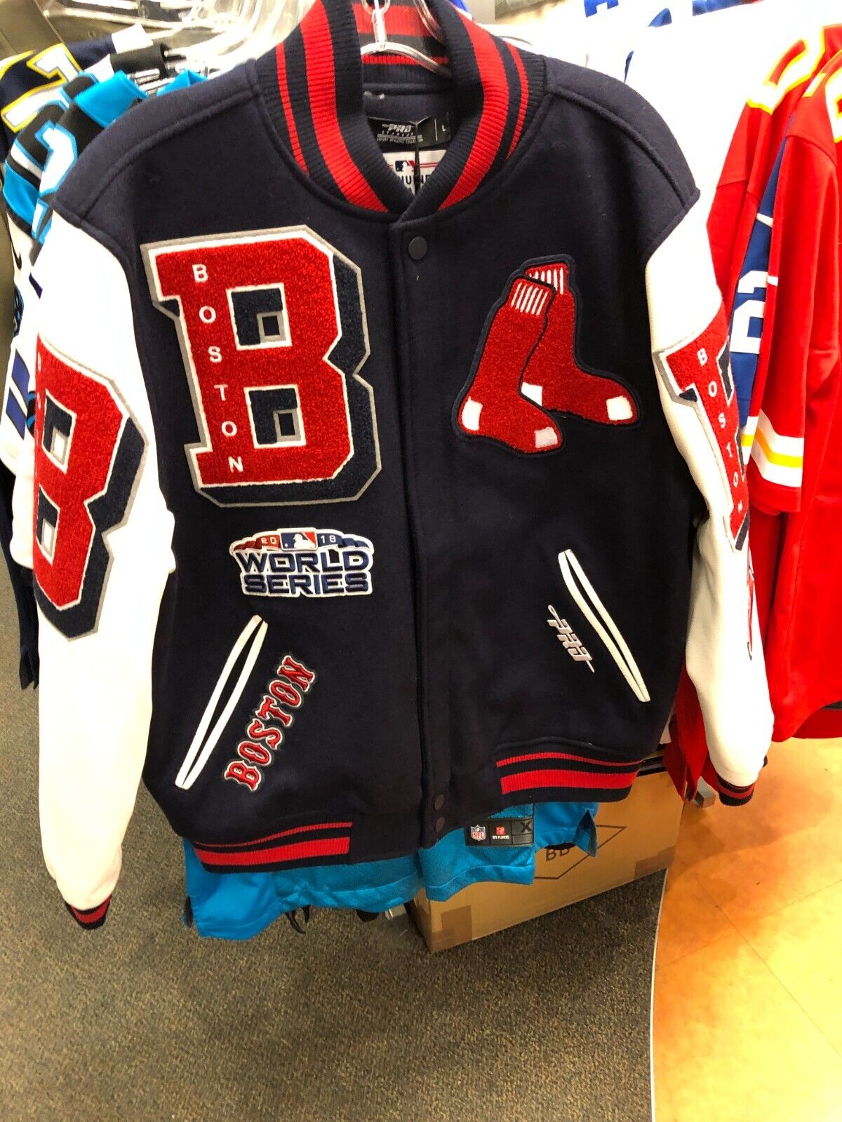 BOSTON REDSOX MLB Mash Up Mens NAVY Long Sleeve Varsity BOSTON REDSOX MLB Mash Up Mens NAVY Long Sleeve Varsity