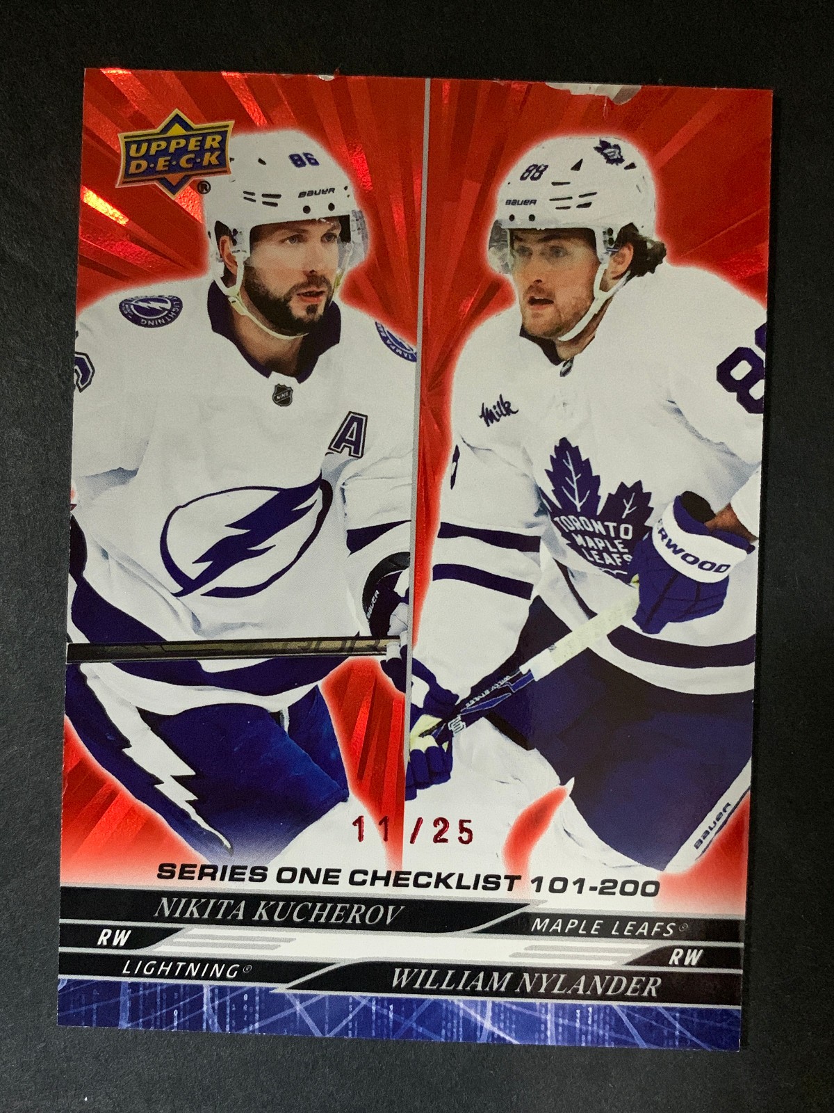 2024 Upper Deck Red #200 Checklist Nikita Kucherov William Nylander /25