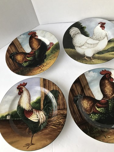 David Carter Brown On The Farm Rooster Chicken Plates 8.25