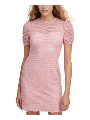 

KENSIE DRESSES Женское розовое вечернее платье-футляр розового цвета с круглым вырезом и пышными рукавами, Розовый