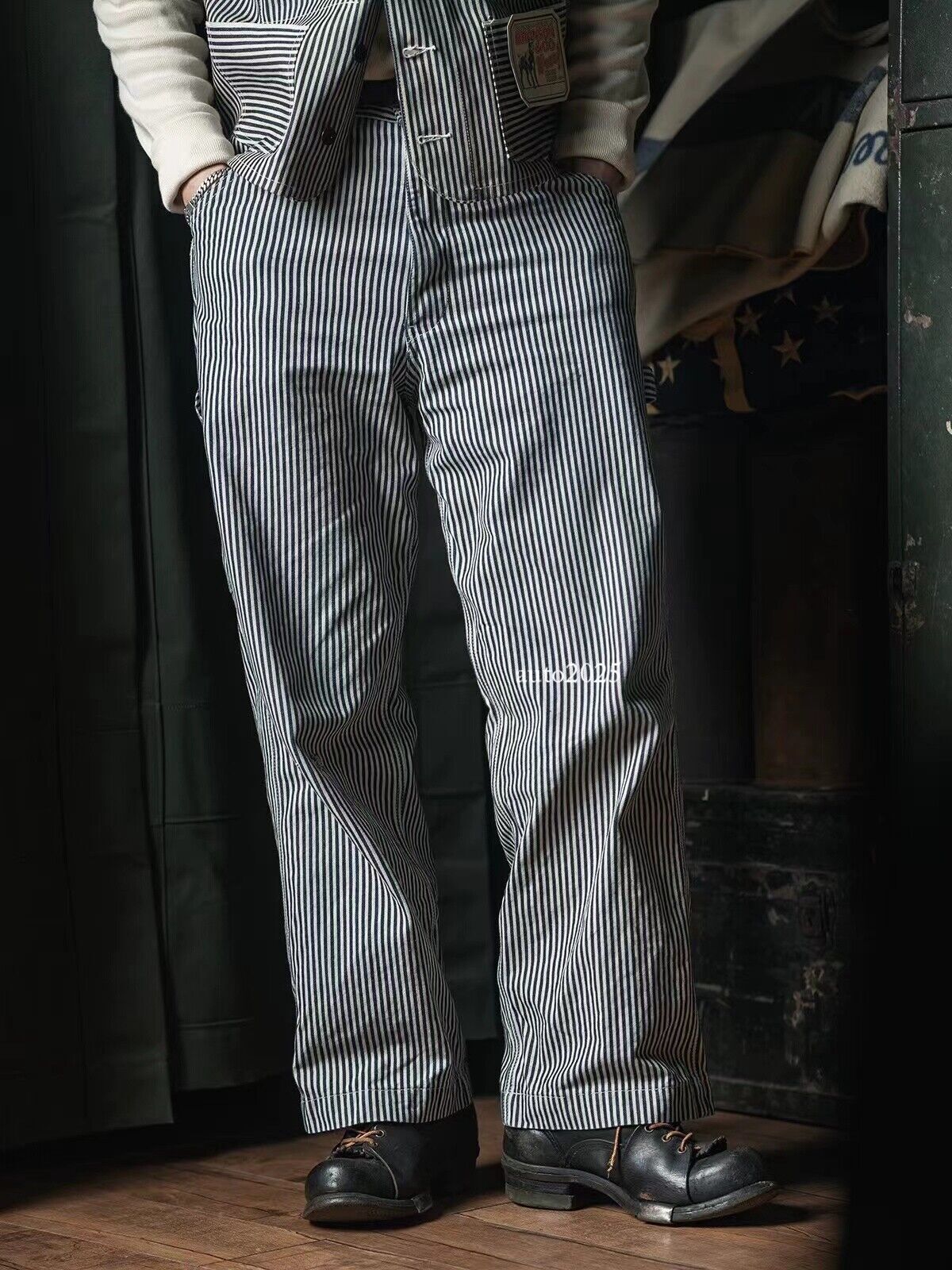45RPM 生成り hickory stripe pants HEADLIGHT Work Pants by Toyo Enterprises Men's Casual