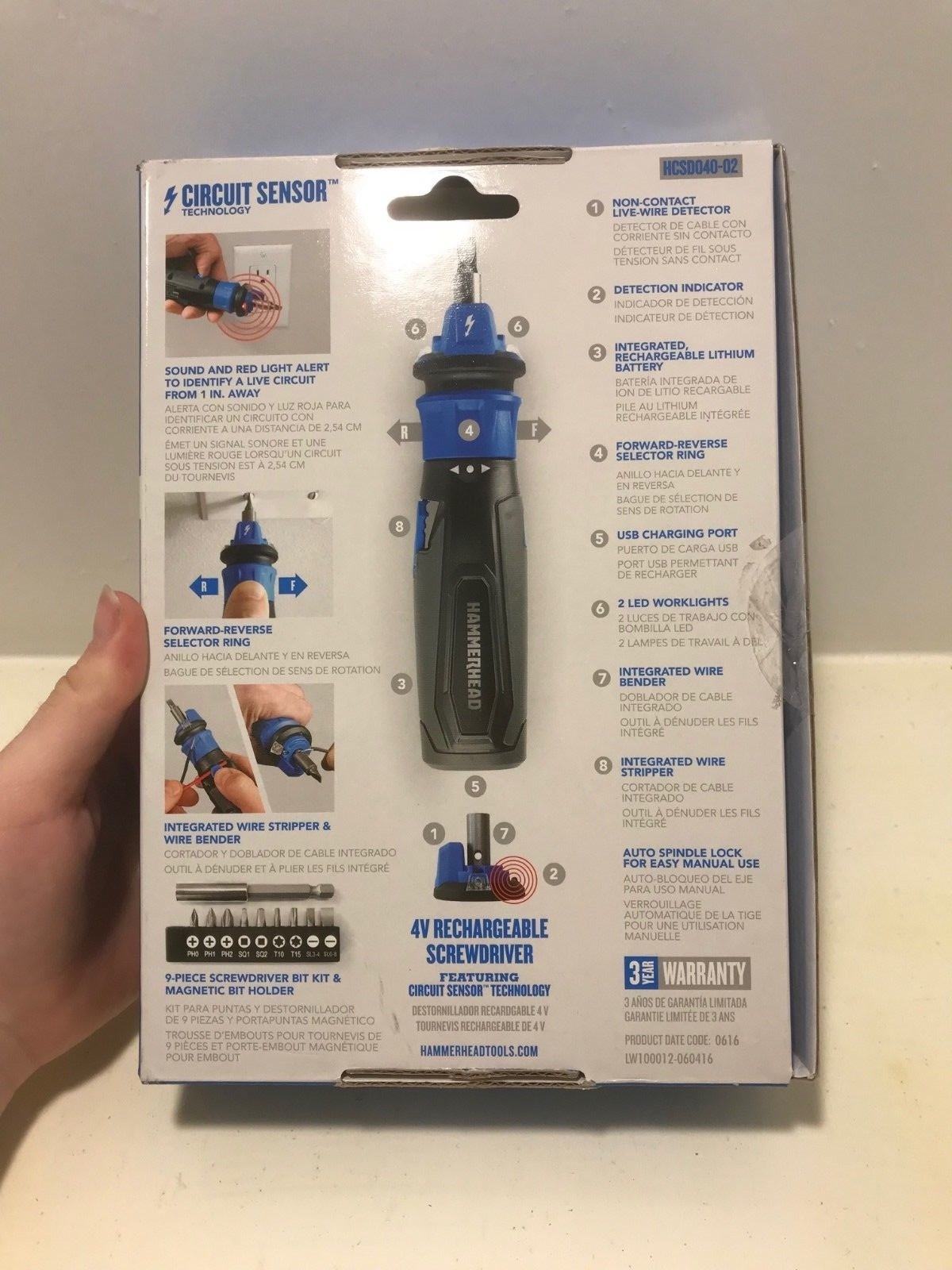 HAMMERHEAD 4V Lithium Rechargeable Screwdriver with Patented Circuit Sensor Tech