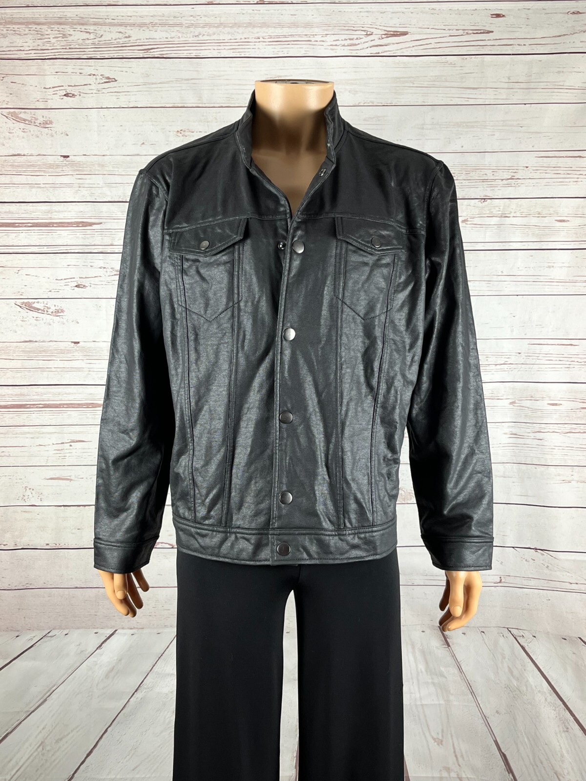 Men's INC Cotton Blend Faux-leather feel Coated Moto Jacket NWOT LARGE