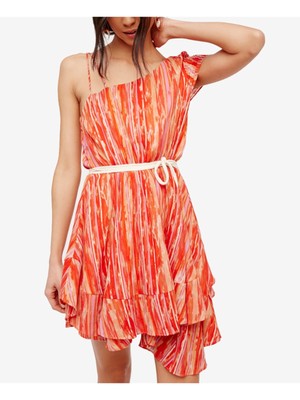 

FREE PEOPLE Женское оранжевое платье выше колена с короткими рукавами + расклешенное платье Размер, Оранжевый