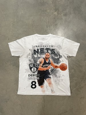 Vintage Brooklyn Nets Deron Williams All Ovee Front Print T-Shirt Size Large