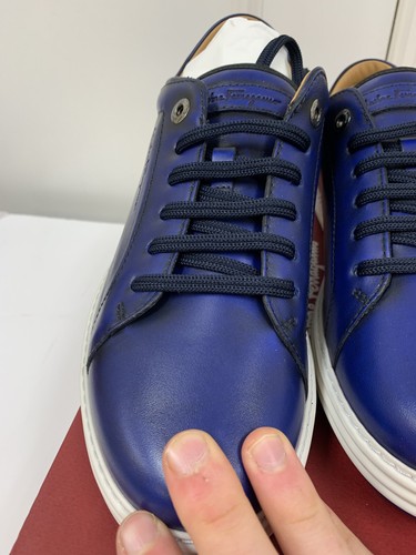 Pre-owned Ferragamo Salvatore  'newport' Royal Blue Sneakers Shoes 7 Eee $635 Lace Up