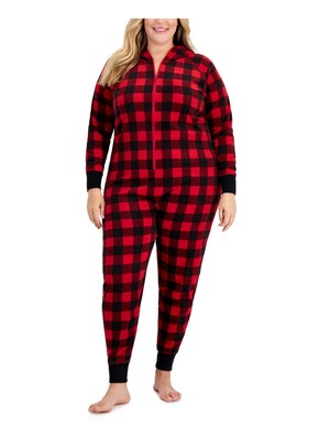 

FAMILY PJs Intimates Красная цельнокроеная флисовая пижама с манжетами Plus, Красный
