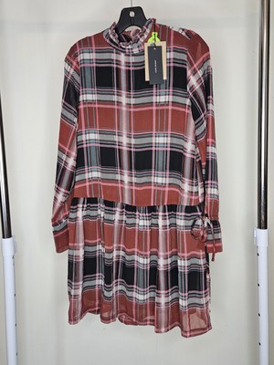 Vero Moda LS HIGHNECK SHORT DRESS Plaid Size Small