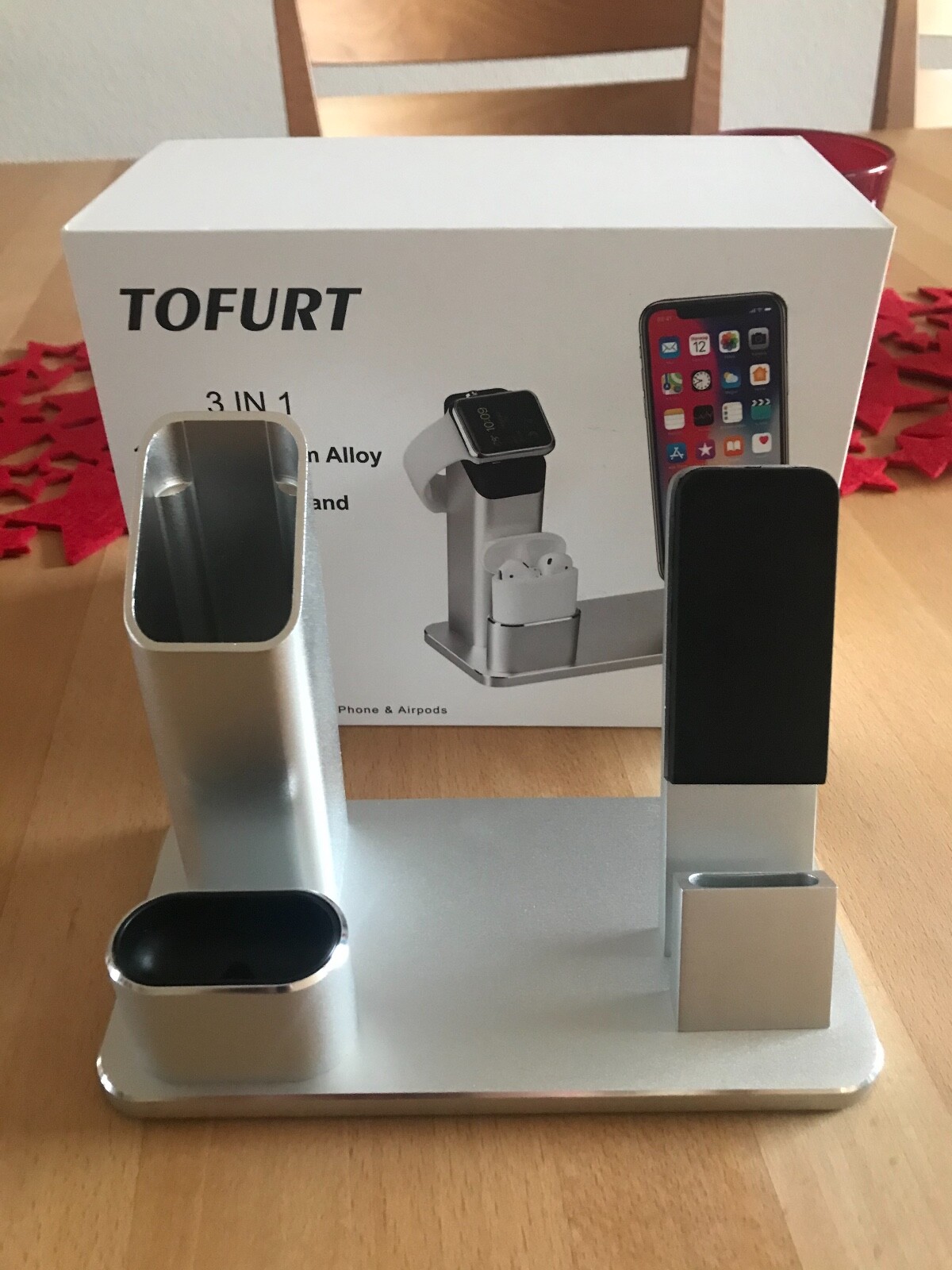 3in1 Ladestation kompatibel mit Watch, iPhone, iPad, Ears TOFURT 100%Aluminum