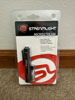 Streamlight 66318 MicroStream LED Pen Light Flashlight w/ Clip BLACK
