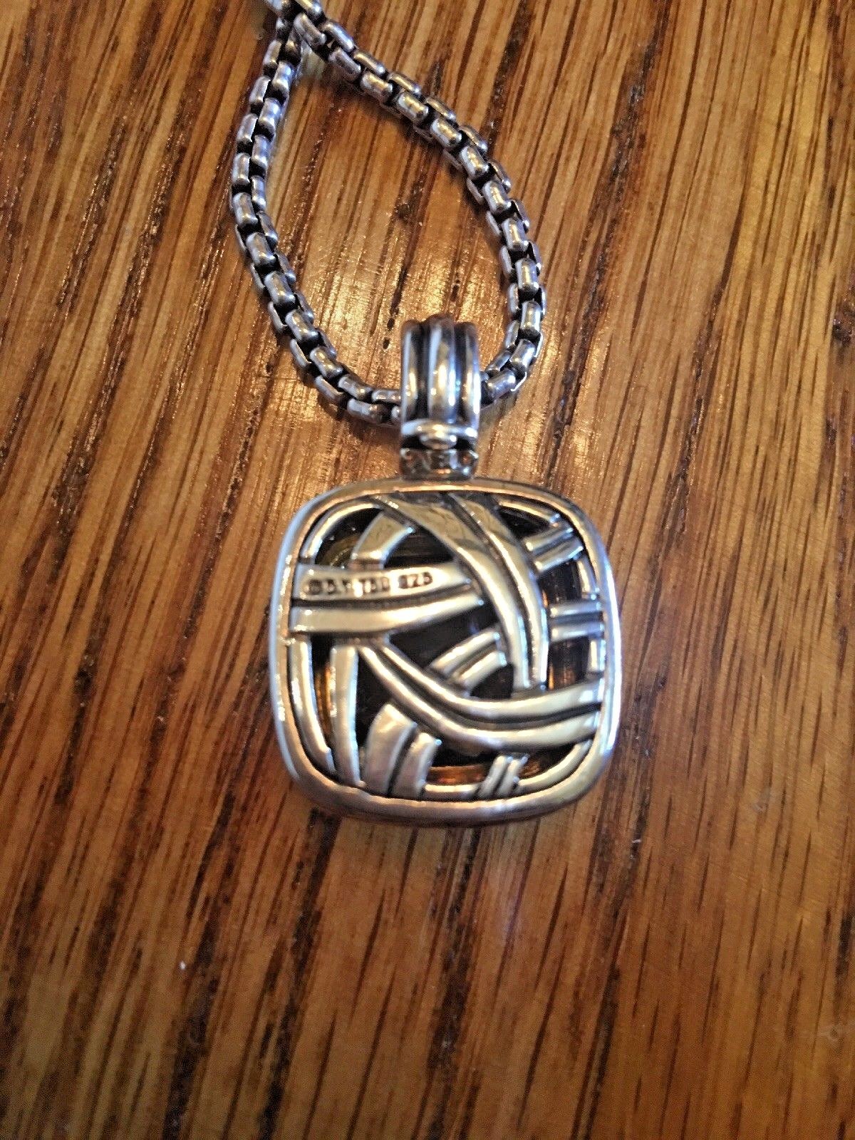 David Yurman w/ 18k Gold Smokey 14mm Albion Diamond Enhancer Pendant Only