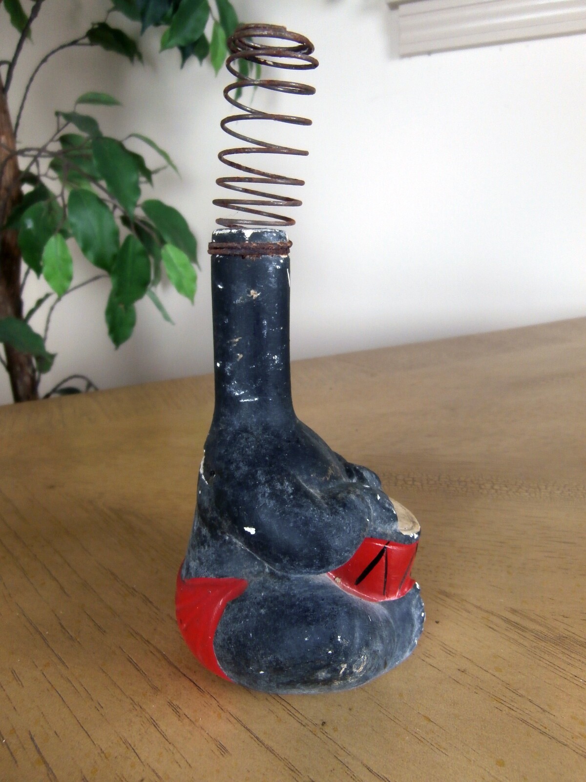 Black Americana Baby Bobble Head Bank, Old, with drum & Spring, no head AS IS