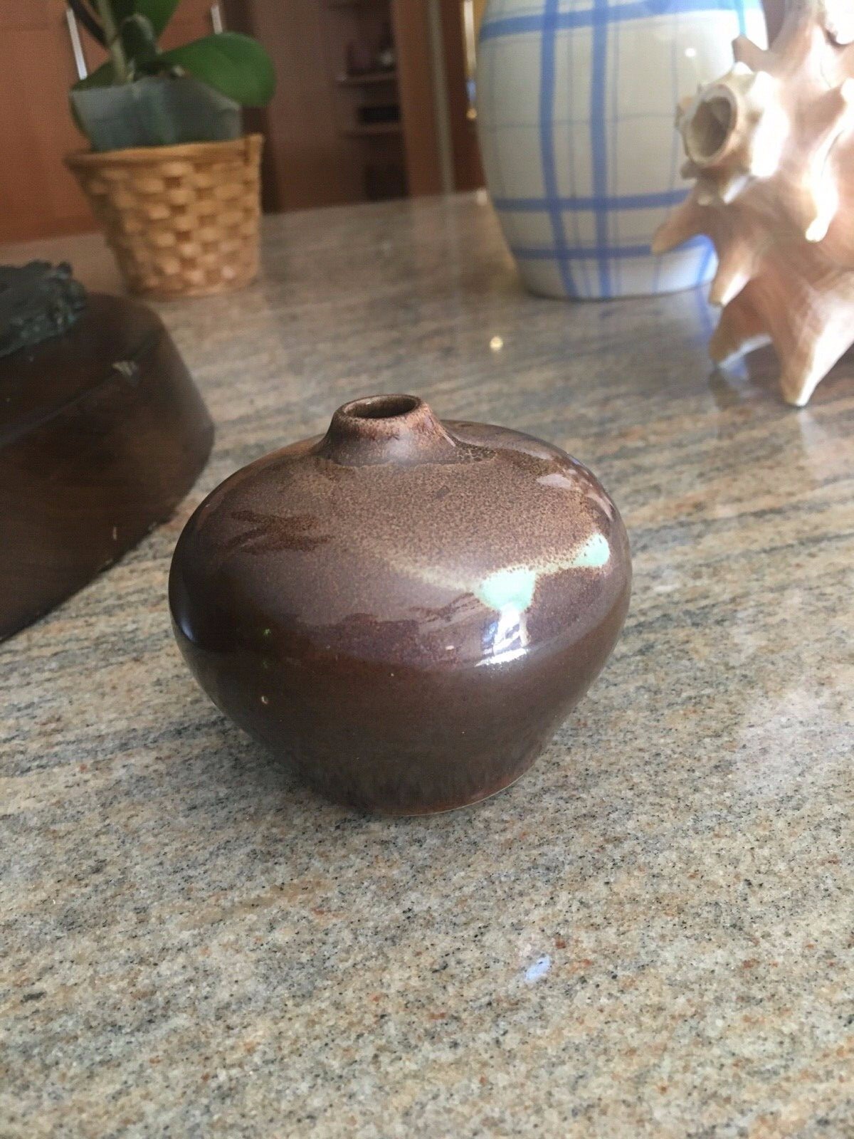 Vintage Laslo For Mikasa Japan Brown Glaze Stoneware Bud Vase