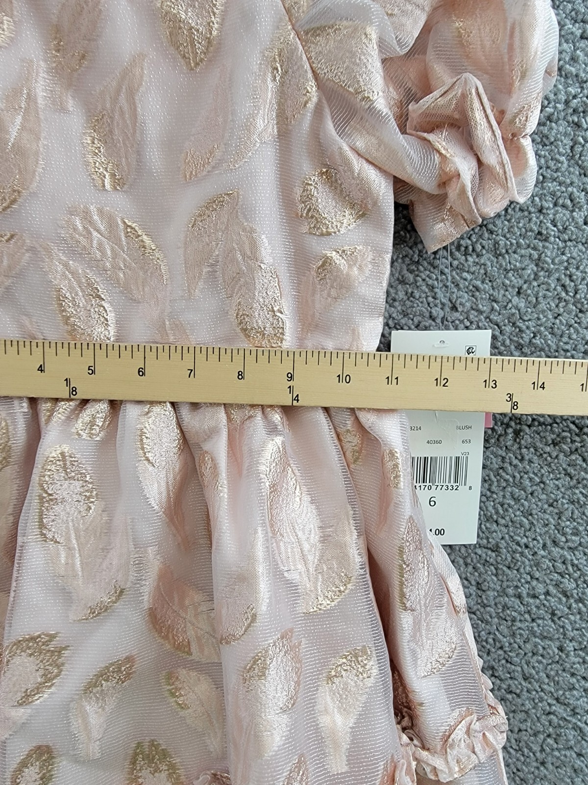 Rare Editions Puff-Sleeve Burnout Organza Dress Little Girls' 6 Blush Back Zip - Picture 7 of 17