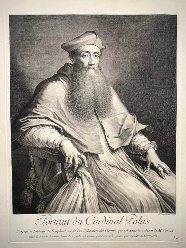 Cardinal Polus Portrait Gravure Nicolas De Larmessin Raphael XviiiÂ°