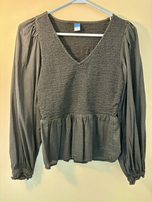 Old Navy Black Smocked Ruffle Top Size XS