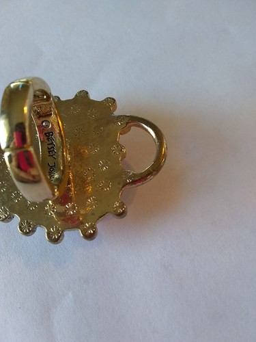 Betsey Johnson Polka Dot Key Heart Statement Cocktail Ring  Authentic Stretch