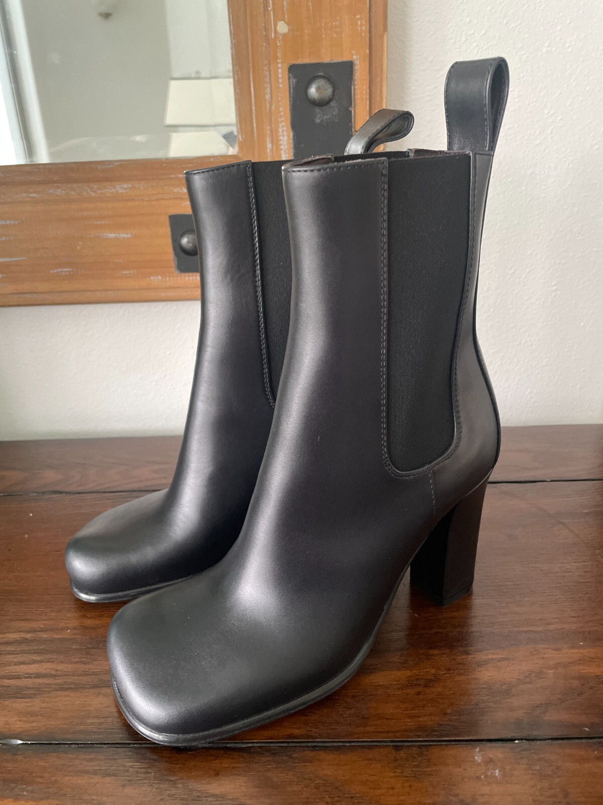 Pre-owned Bottega Veneta 677271 Women's Black Leather Storm Ankle Boots Shoes, Many Sizes