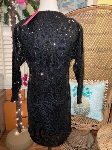 Pre-owned Lilly Pulitzer Leclair Dress Onyx Sequin Sea Swirl Mesh Size M,l,xl ❤️‍? In Black